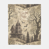 Vintages Spuk Haus & Vollmond Fleecedecke (Vorderseite)