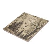 Vintages Spuk Haus & Vollmond Fliese (Seite)