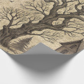 Vintages Spuk Haus & Vollmond Geschenkpapier (Ecke)