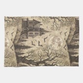 Vintages Spuk Haus & Vollmond Geschirrtuch (Horizontal)