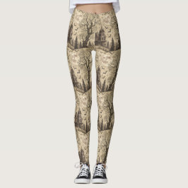 Vintages Spuk Haus & Vollmond Leggings