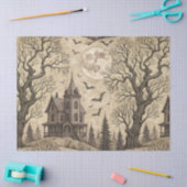 Vintages Spuk Haus & Vollmond Seidenpapier (Basteln)