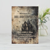 Vintages Spuk Herrenhaus-Halloween-Party Einladung (Stehend Vorderseite)