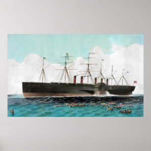 Vintages SS Great Eastern Steamboat Painting (1858 Poster