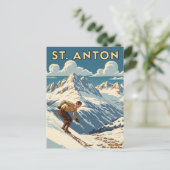 Vintages St. Anton Österreich Skifahren Postkarte (Stehend Vorderseite)