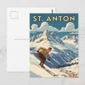 Vintages St. Anton Österreich Skifahren Postkarte (Vorne/Hinten)