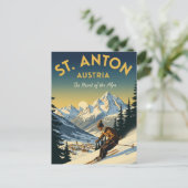 Vintages St. Anton Österreich Skifahren Postkarte (Stehend Vorderseite)