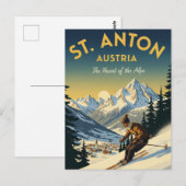 Vintages St. Anton Österreich Skifahren Postkarte (Vorne/Hinten)