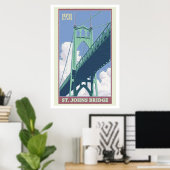 Vintages St. Johns Bridge Travel Poster (Heimbüro)
