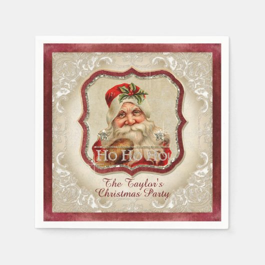Vintages St. Nicholas Santa Claus Weihnachts-Party Serviette (Vorderseite)