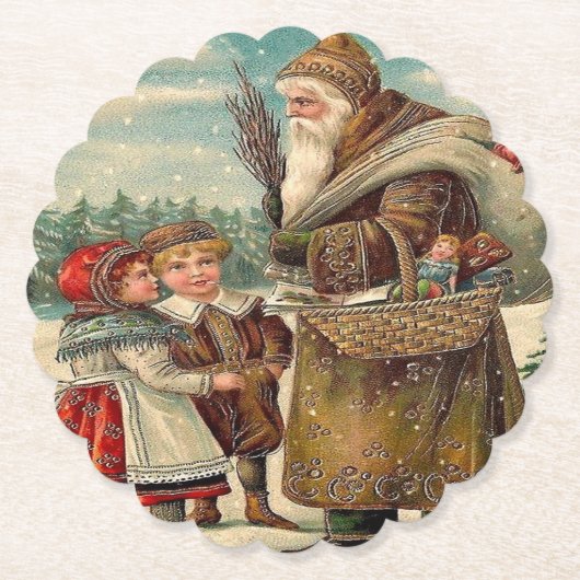 Vintages St. Nicolas-Geschenk für Kinder Weihnacht Untersetzer (Vorderseite)