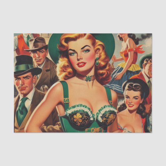 Vintages St. Patrick's Day Button Up Seidenpapier (Vorderseite)