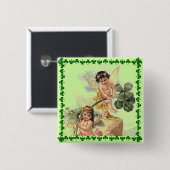 Vintages St. Patrick's Day Cherubs Button (Vorne & Hinten)