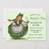 Vintages St. Patrick's Day Girl Einladung (Vorderseite)