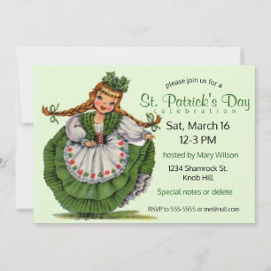 Vintages St. Patrick's Day Girl Einladung