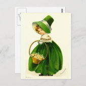 Vintages St. Patrick's Day Girl Postkarte (Vorne/Hinten)