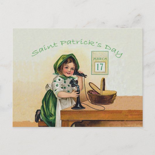 Vintages St. Patrick's Day Girl Postkarte (Vorderseite)