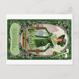 Vintages St. Patrick's Day Girl Postkarte