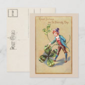 Vintages St. Patrick's Day Good Fortune Kleeblatt Postkarte (Vorne/Hinten)