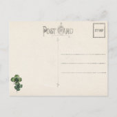 Vintages St. Patrick's Day Good Fortune Kleeblatt Postkarte (Rückseite)