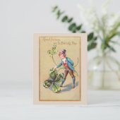 Vintages St. Patrick's Day Good Fortune Kleeblatt Postkarte (Stehend Vorderseite)