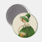 Vintages St. Patrick's Day Irish Girl in Grün Magnet (Vorderseite/Rückseite)