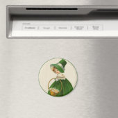Vintages St. Patrick's Day Irish Girl in Grün Magnet (In Situ (Geschirrspüler))