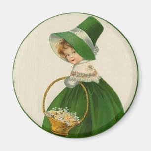 Vintages St. Patrick's Day Irish Girl in Grün Magnet