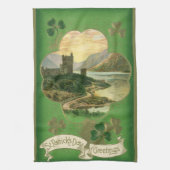 Vintages St. Patricks Day Kleeblatt Burg Geschirrtuch (Vertikal)