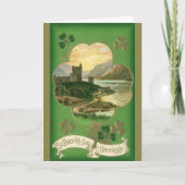 Vintages St. Patricks Day Kleeblatt Burg Karte (Vorderseite)
