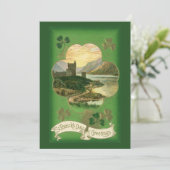 Vintages St. Patricks Day Kleeblatt Burg Karte (Stehend Vorderseite)