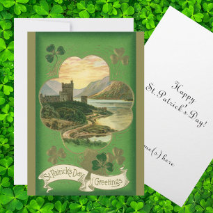 Vintages St. Patricks Day Kleeblatt Burg Karte