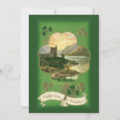 Vintages St. Patricks Day Kleeblatt Burg Karte (Vorderseite)