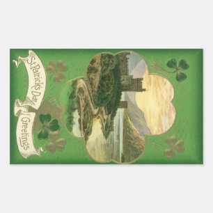 Vintages St. Patricks Day Kleeblatt Burg Rechteckiger Aufkleber