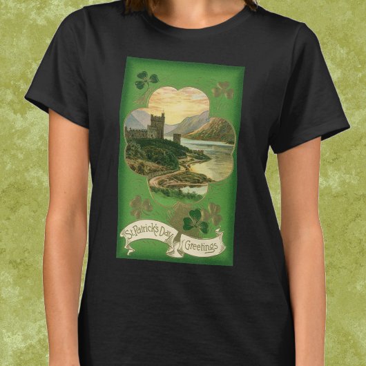 Vintages St. Patricks Day Kleeblatt Burg T-Shirt