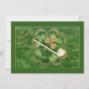 Vintages St. Patrick's Day Kleeblatt und Pipe Feiertagskarte
