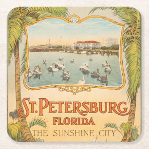 Vintages St. Petersburg Florida Die Sonnenscheinst Rechteckiger Pappuntersetzer