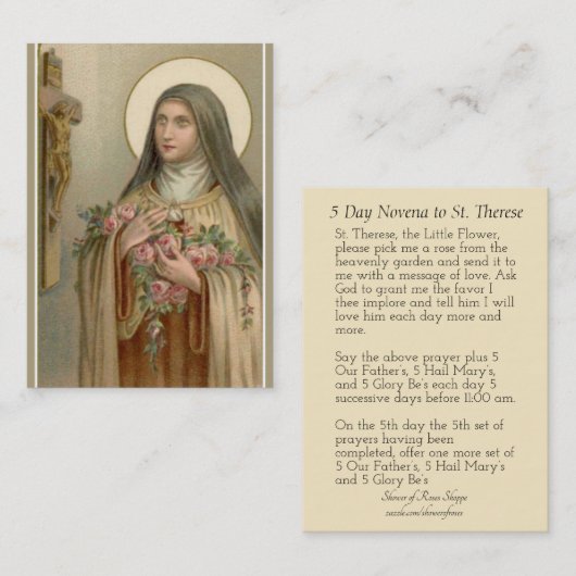 Vintages St. Therese die kleinen Visitenkarte (Vorne/Hinten)