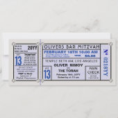 Vintages Stadionticket Baseball Bar Mitzvah Blue Einladung (Vorderseite)