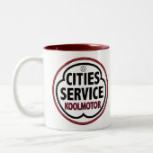 Vintages Stadt-Service koolmotor Zeichen Zweifarbige Tasse (Links)