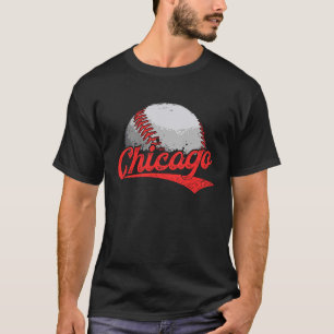 Vintages Stadtbild von Chicago - Baseball für Männ T-Shirt