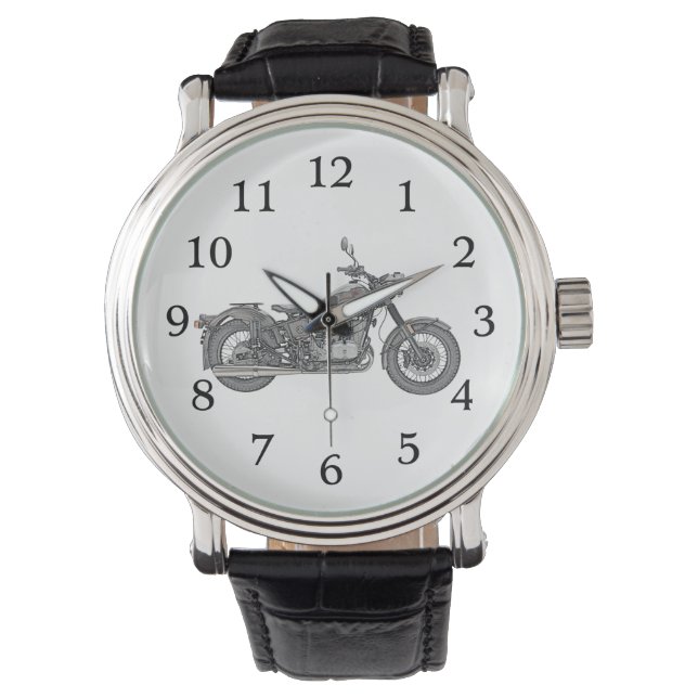 Vintages städtisches Motorrad Russisches Motorrad  Armbanduhr (Vorderseite)
