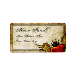 Vintages Städtisches Tattoo Winged Heart Address L Adressaufkleber