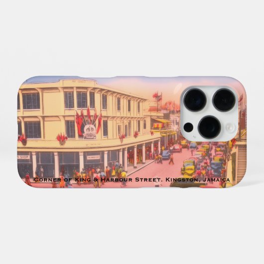 Vintages Stadtzentrum Kingston, Jamaika (King Stre iPhone Hülle (Rückseite (Horizontal))