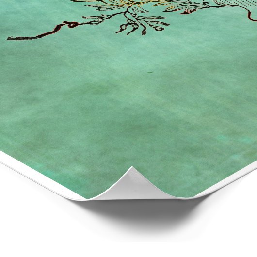 Vintages Stag Head Aquamarin Poster (Ecke)