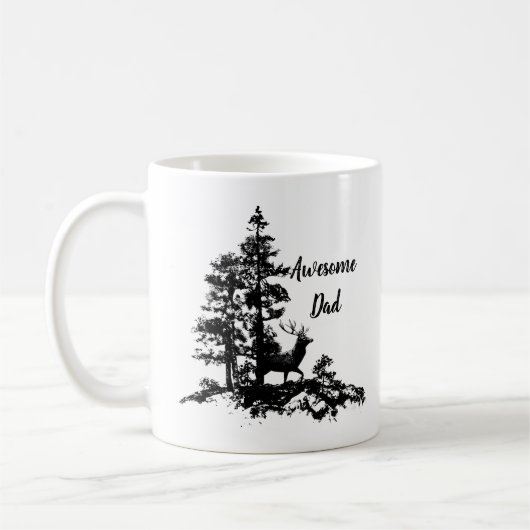 Vintages Stag Hirsch Schwarz-weiß Tier Personalisi Kaffeetasse (Links)