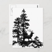 Vintages Stag Hirsch Schwarz-weiß Tier Postkarte (Vorne/Hinten)