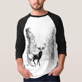 Vintages Stag Hirsch Schwarz-weiß Tier T-Shirt