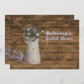 Vintages Stallholz-Lavendel Hochzeitsfest Brautpar Einladung (Vorne/Hinten)