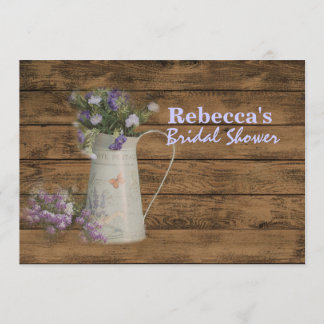 Vintages Stallholz-Lavendel Hochzeitsfest Brautpar Einladung